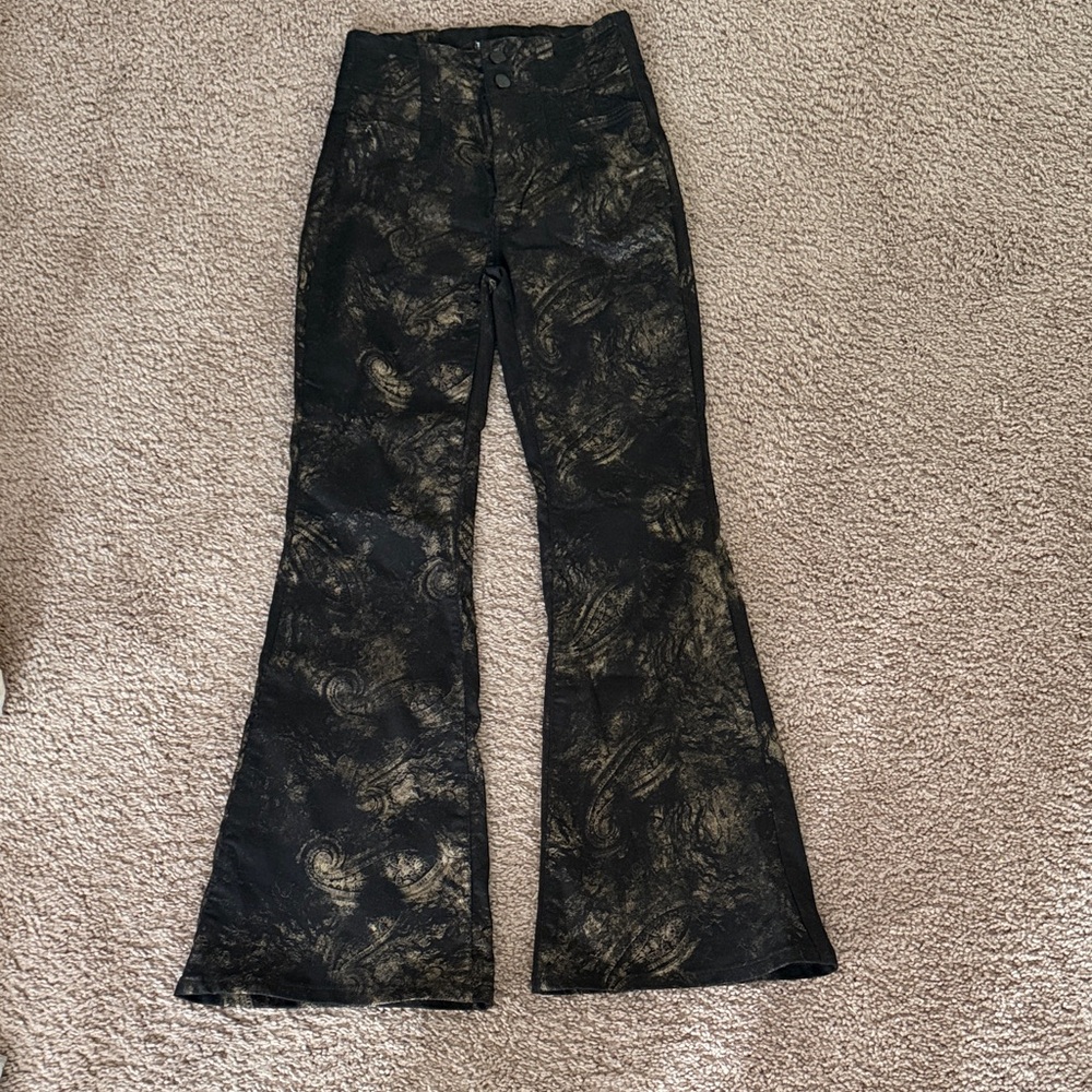 We The Free Black and Gold Flare Jeans